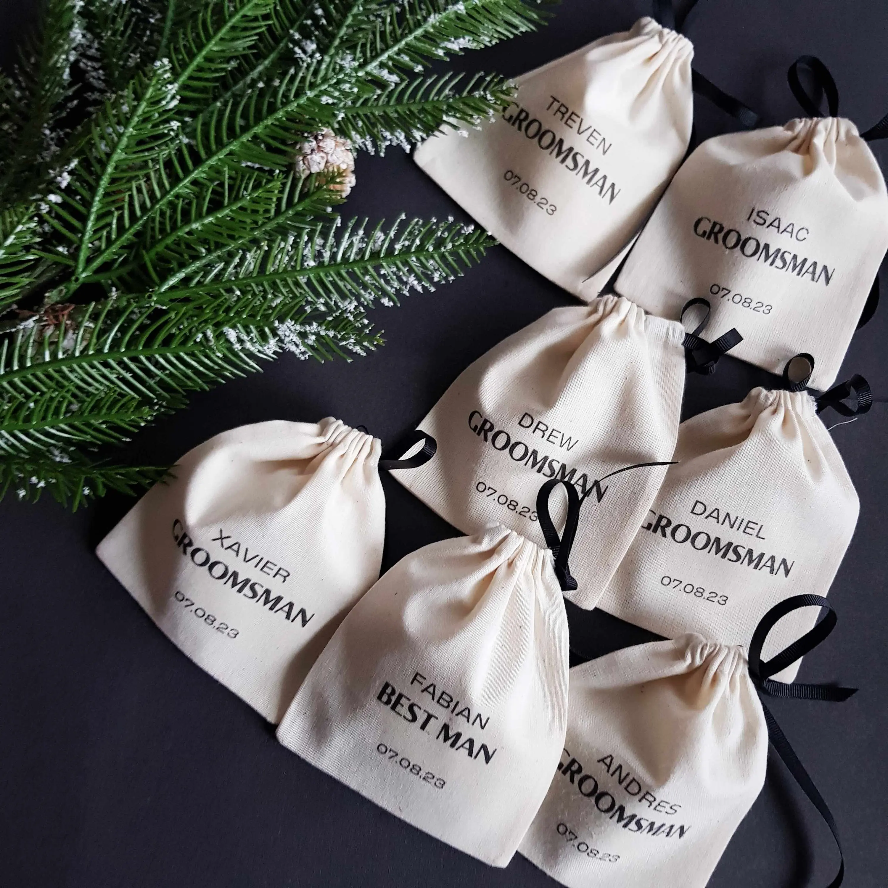 리본이 달린 면 선물 가방, 5x7cm, 8x10cm, 9x12cm(3.5 인치 x 4.75 인치), 10x15cm(4 인치 x 6 인치) 쥬얼리 메이크업 포장 파우치, 13x17cm