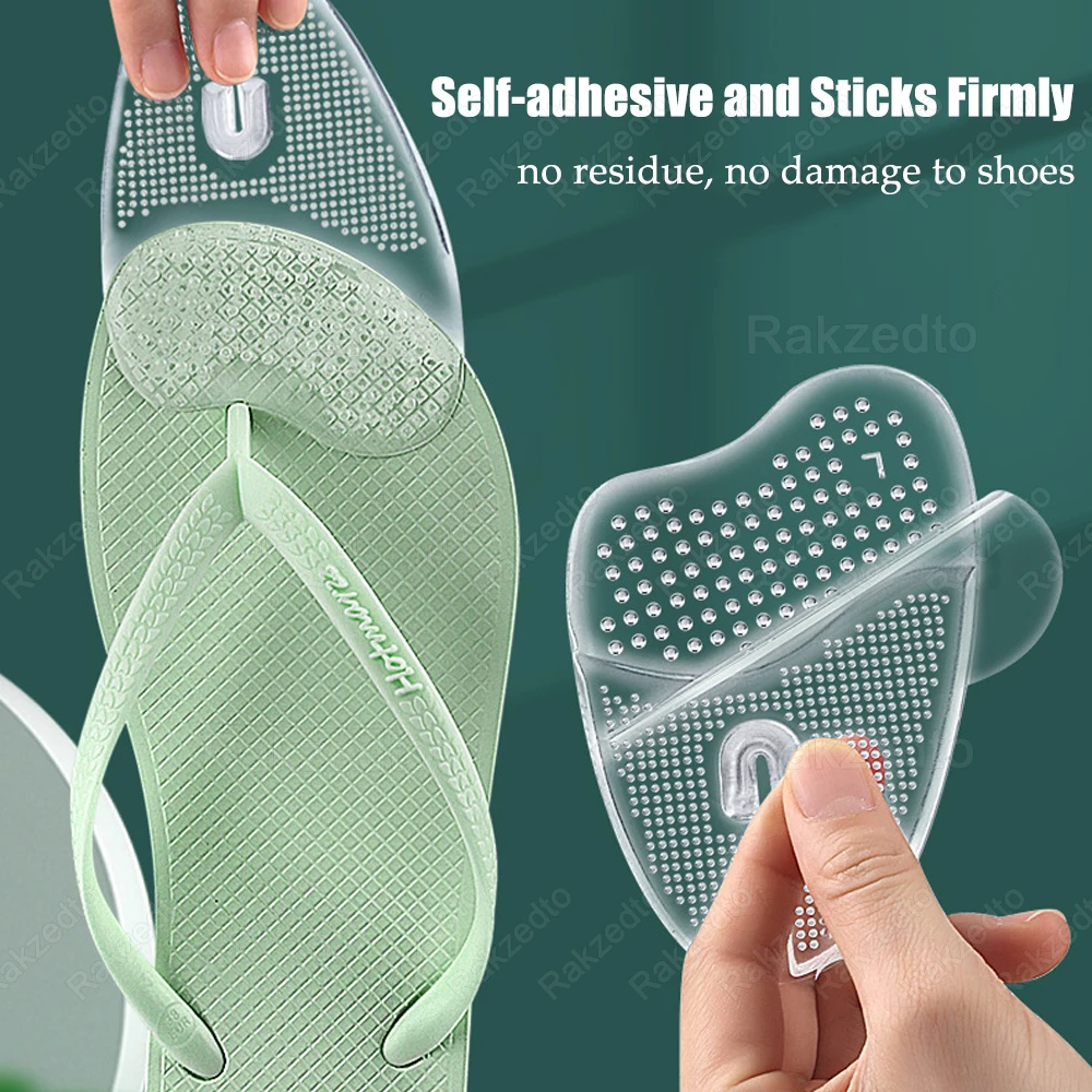 2쌍 실리콘 발바닥 패드, 슬리퍼용 미끄럼 방지 중족골 패드, 남녀 공용 쪼리 샌들 앞꿈치 삽입 패드