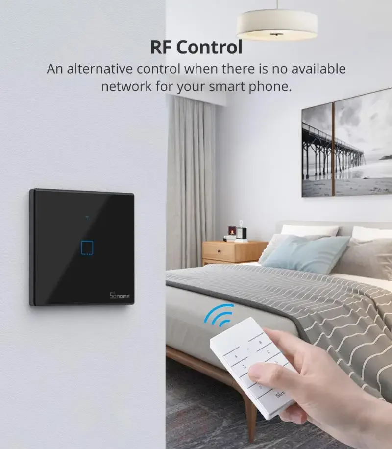 SONOFF TX Switches T2 T3 EU/UK/US Version WiFi Smart Wall Switch EWelink App Automation Control Work With Alexa Google Alice 433
