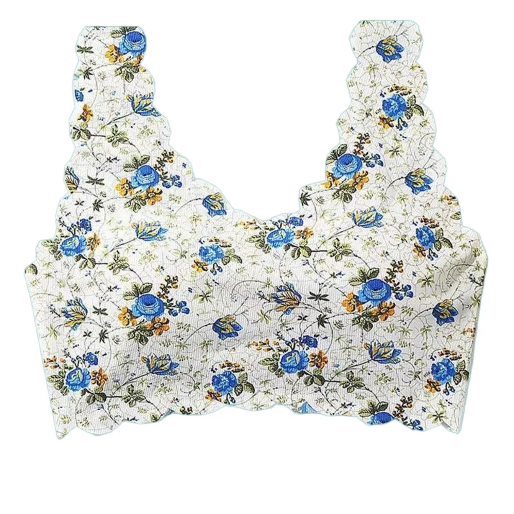 40-100KG Summer Thin Traceless Women Bras Large Size Beautiful Back  Lingerie Floral Print Non Steel Ring Gather Bra (Bands Size : M 40-50KG,  Color : Blue) : : Clothing, Shoes & Accessories