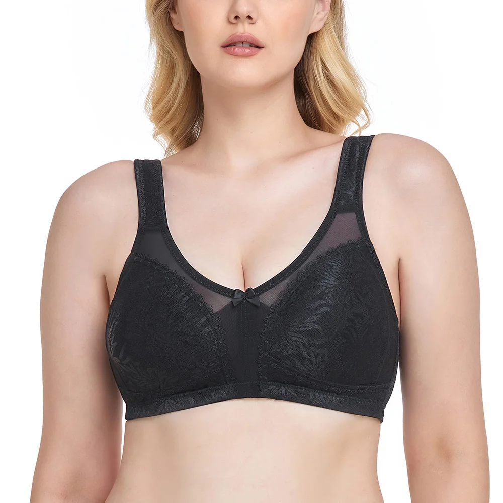 

New Black Big Size Sexy Bras For Women Bralette Plus Size Lace Comfort Full Cup Wireless Large Bosom BH Large Cup C D E F G H I