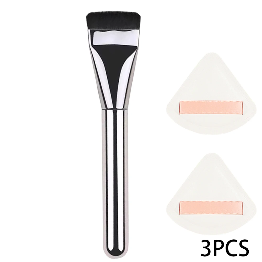 3/5 pezzi set di pennelli per fondotinta contorno tavolozza per trucco in acciaio inossidabile con spatola per soffio di polvere strumento per accessori per il trucco delle donne