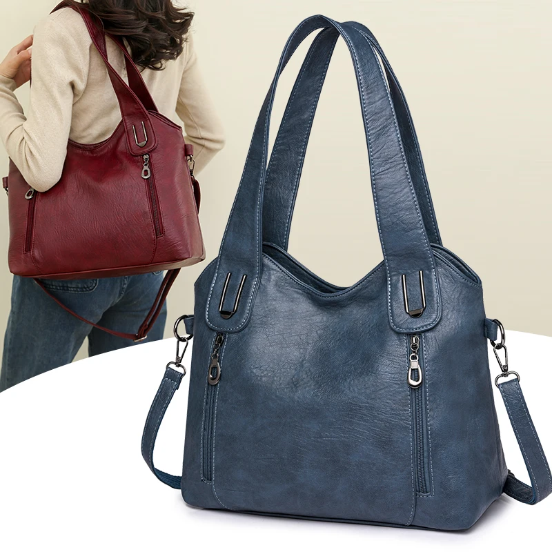 1 piece of soft synthetic leather retro women's single shoulder handbag, zipper closure, multiple pockets, suitable for daily us