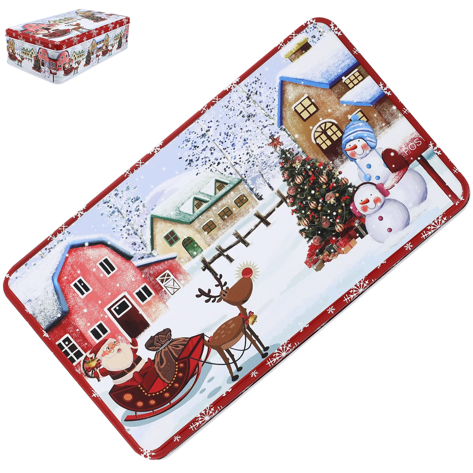

Christmas Cookie Gift Tins Candy Container Tinplate with Lid Iron Biscuit Containers Sugar Case Storage