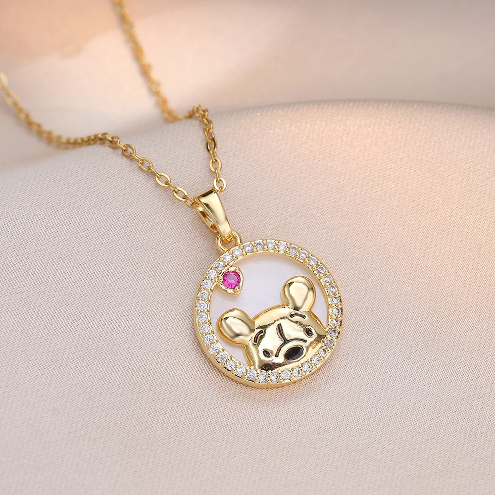 Collares Con Colgante De Oso De Winnie Pooh De Circonita Collares Con Colgante De Oso De Winnie Pooh De Circonita