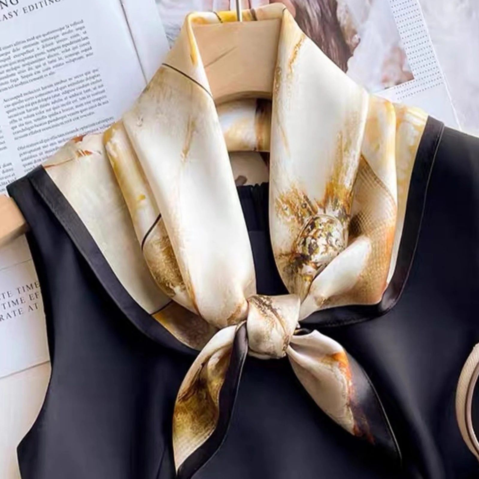 70X70CM Kerchief Luxury Sailboat Print Shawls Four Seasons Square Headcloth Fashion Silk Scarves Popular Sunscreen Small Scarf 3