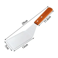 Spatule de cuisson à Steak à tête carrée en acier inoxydable, manche en bois, pelle à Pizza, crêpes, boeuf, grattoir, ustensiles de barbecue pour la cuisine 4