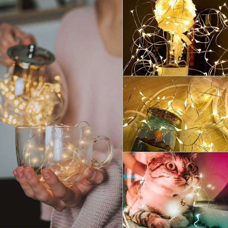 LED String Lights LED Fairy Lights Decorative Lights Copper Wire 5/10/20M Christmas Lights String USB/Battery Lamp Waterproof New Year Garland Wedding Party Decor