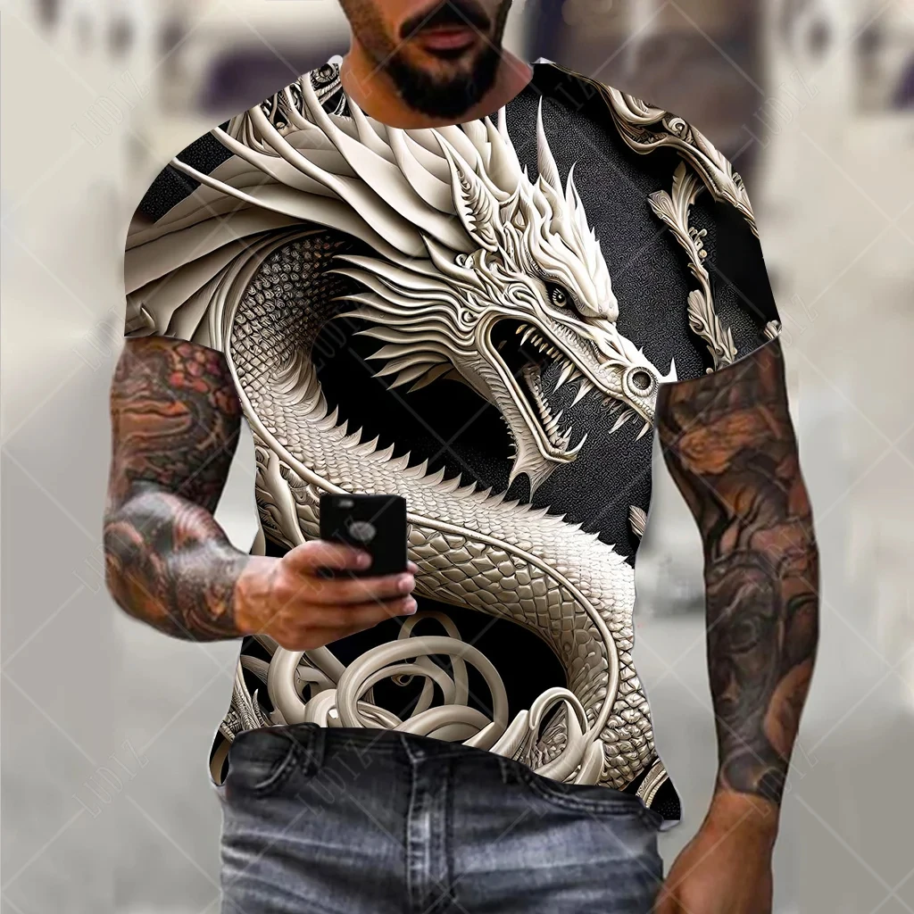 

Men's Summer Trend Animal Dragon Elements Short Sleeve Men's Fitness Sports Breathable Short Sleeve Men Cool Comfortable Top
