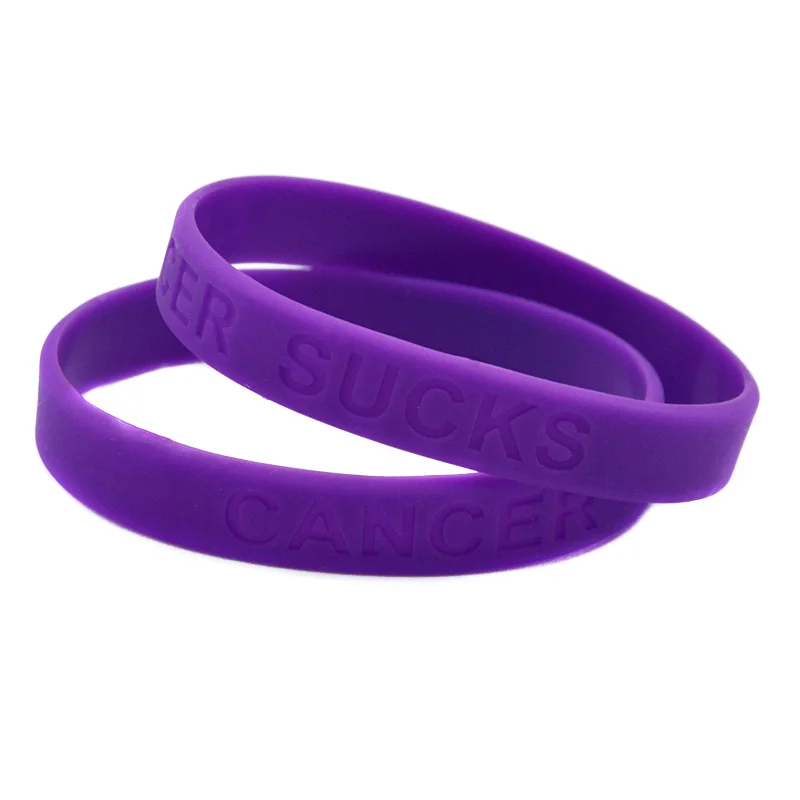 1PC/7PCS Cancer Sucks Silicone Rubber Wristband Debossed Logo Bracelet Adult Size 3