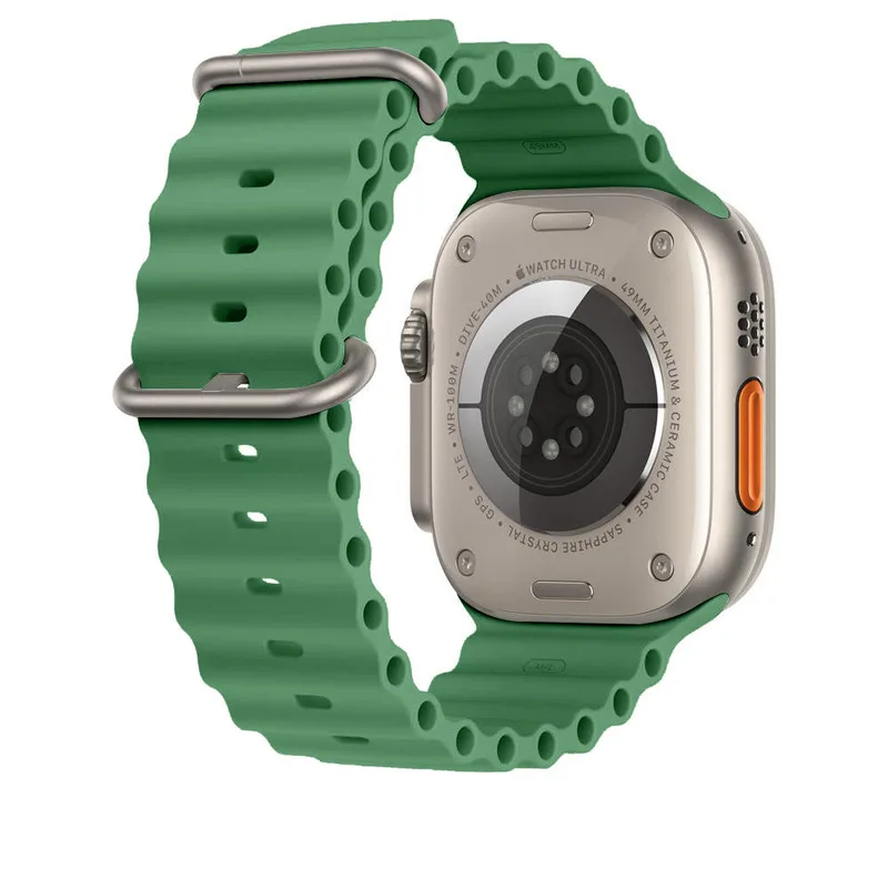 Suitable for iwatch Ultra 8 9 Series 38/40/41/42/44/45/49MM Outdoor Sports Double Button Ocean Silicone Watch Strap Accessories (non Watch)_voghion.com