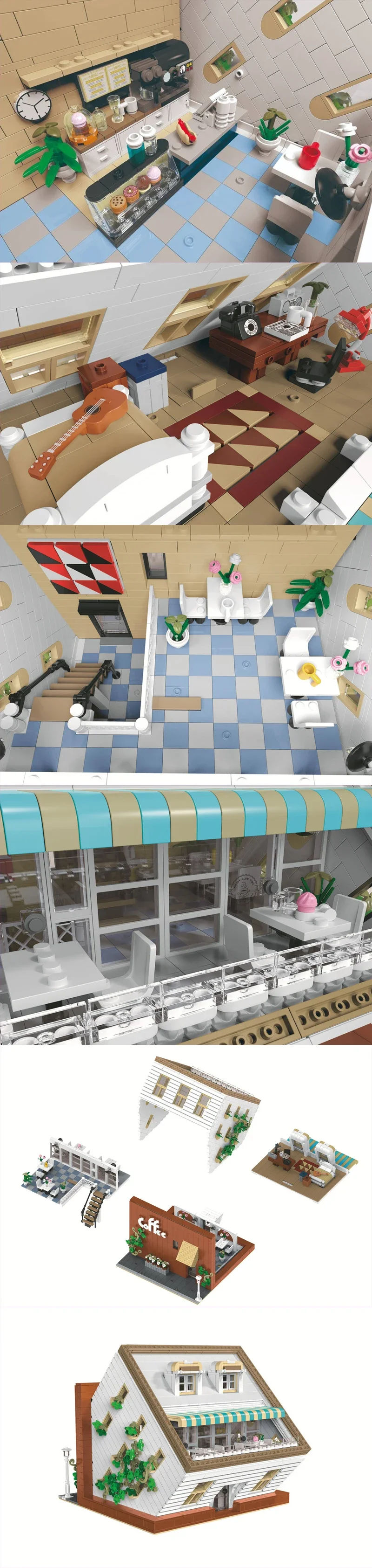 3118-teiliger MOC Kopfüber-Café Baustein-Set, Straßenansicht Modulares Architekturmodell, Bausatz-Spielzeug für Erwachsene und Kinder – Detail 2
