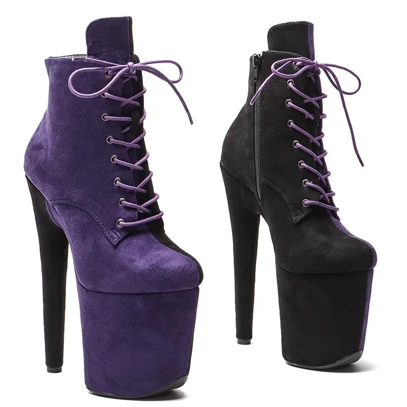 

New 20CM/8inches Suede Upper Modern Sexy Nightclub Pole Dance Shoes High Heel Platform Women's Ankle Boots 587