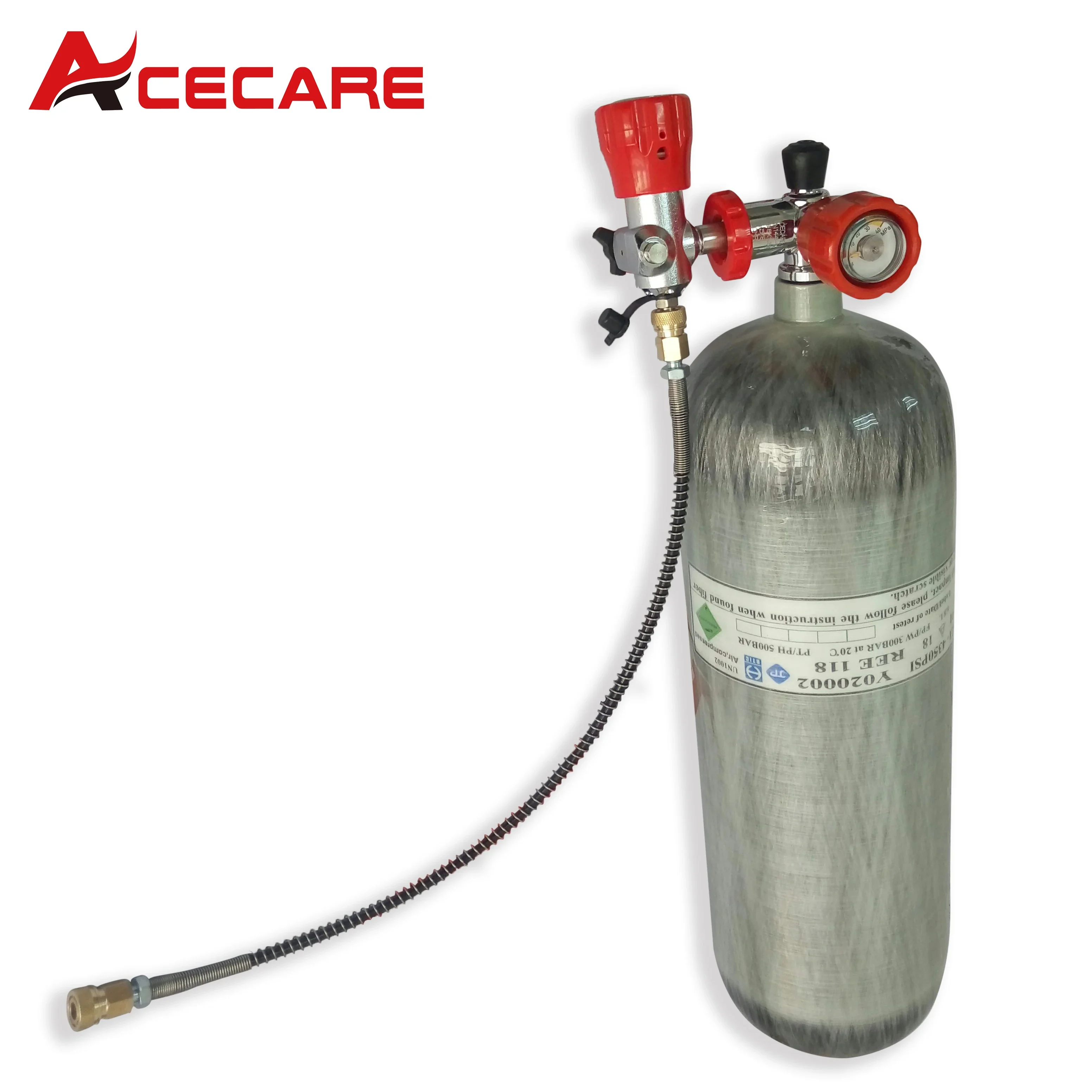 ACECARE dot 6.8L/415cu in  HPA Carbon Fiber Cylinder Scuba Valve Tank 30Mpa 300Bar 4500Psi Valve Fill Station For Diving