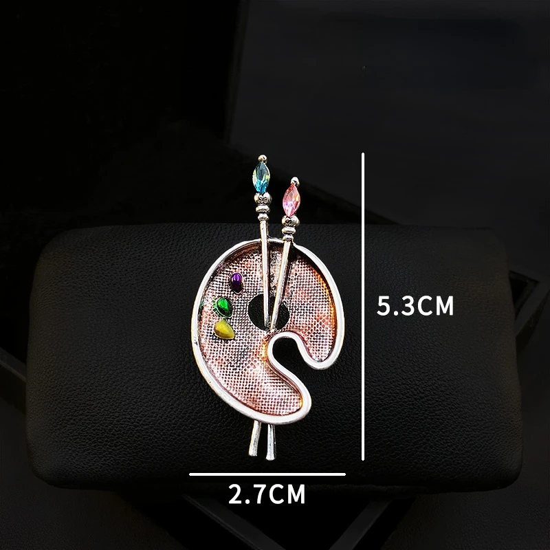 Chic Retro Palette Brooch Men and Women Art Students Luxury Brooch Pin Elegant Clothes Accessories Rhinestone Jewelry Pins Gifts