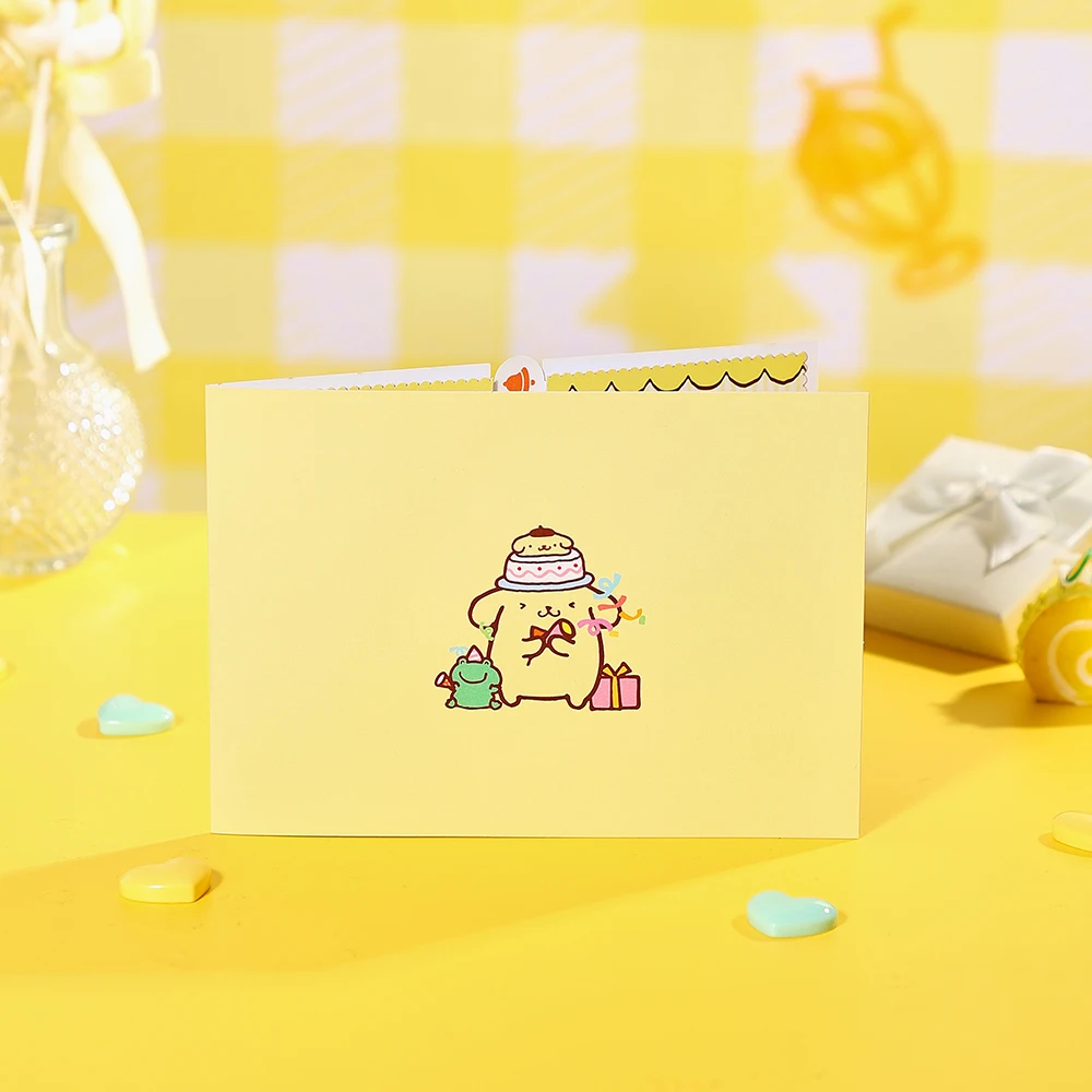 Pom Pom Purin 3D Greeting Card Birthday Card With Envelope Postcard Birthday Gifts Cartoon Kuromi Melody Pochacco HelloKitty