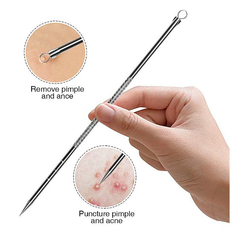 4Pcs Blackhead Acne Remover Set Beauty Skin Care Pore Cleaner Acne Needle Pimple Stainless Steel Pimple Needles Removal Tools 5