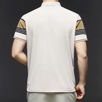 TFETTERS Brand 2025 Summer Men T Shirt Short Sleeve Wide Striped Design Comfort Mid-age Business Work Man Tshirt Oversized 4XL 2