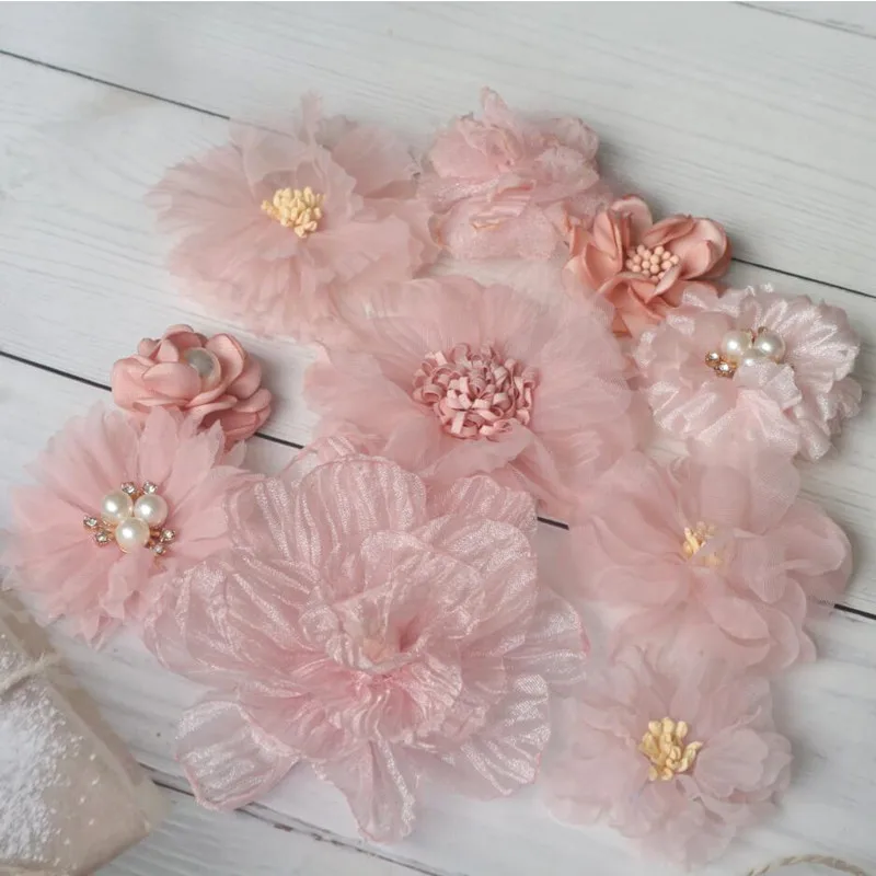 Mix Fabric Flowers Simulation Flower Head Decoration Flowers For DIY Accessories 10Pcs/Set fabric flowers