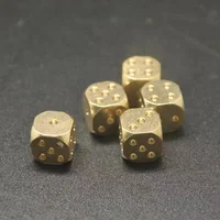 2Pcs 15mm Metal Dice Brass Gold Color High Quality 6 Sided Dice Brass dice hand polished Stress Relieving Toys For Adult 2