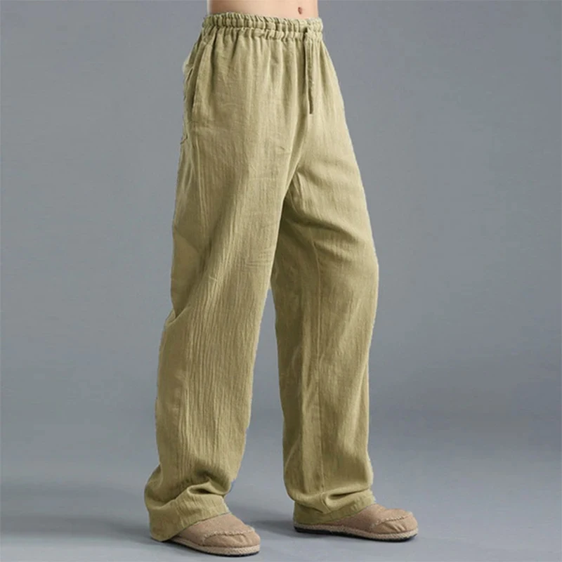 Mens Casual Pants Cotton Linen Beach Pants
