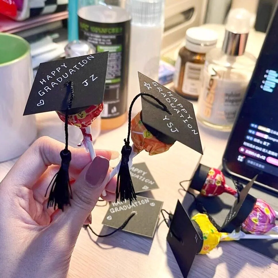 졸업 시즌 캔디 케인 학사모자 수제 DIY 어린이 친구 동급생 대학생 수업 장..