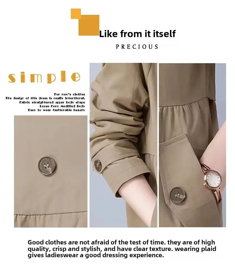 Description Picture 4 of itemSpring Hot Sale Of The Season Women's Loose Coat Jacket Long Trench Coat Short Size Women's Medium Length Spring Autumn Cross-Bo