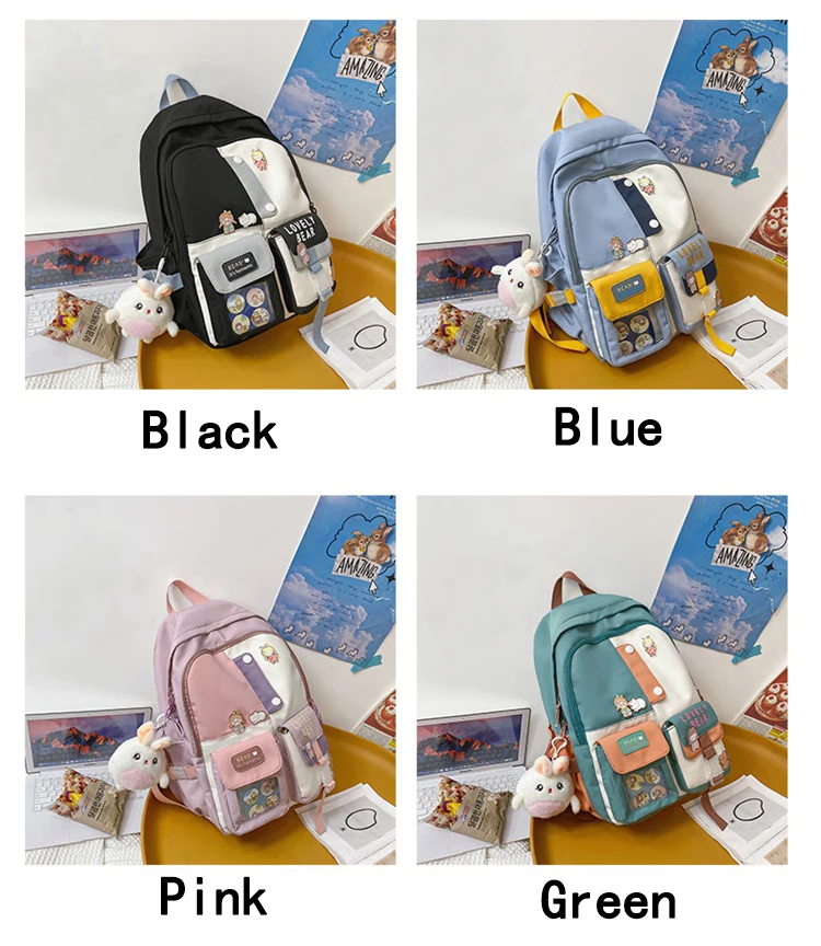 2022 Women Large Capacity Travel Backpack Female Multi-pocket College Waterproof School Bags Transparent Pocket Laptop Backpacks Stylish Backpacks discount