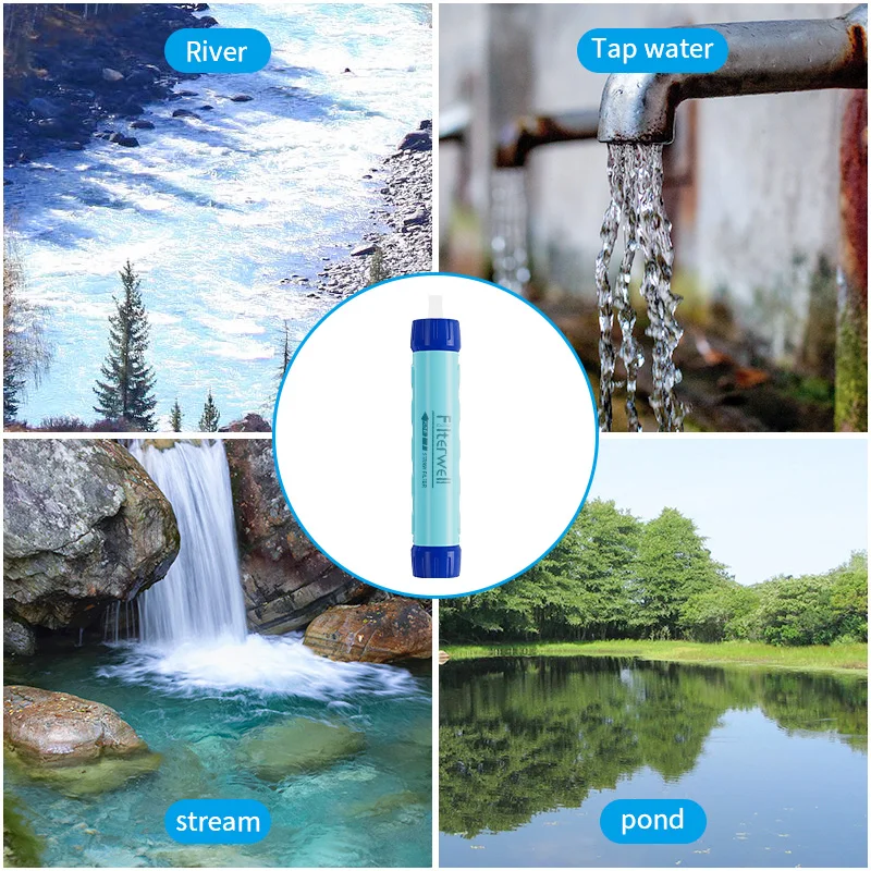Filterwell Small Outdoor Water Filter Straw Personal Drinking Purifier System For Survival Gear Travel Camping Hiking, water filter