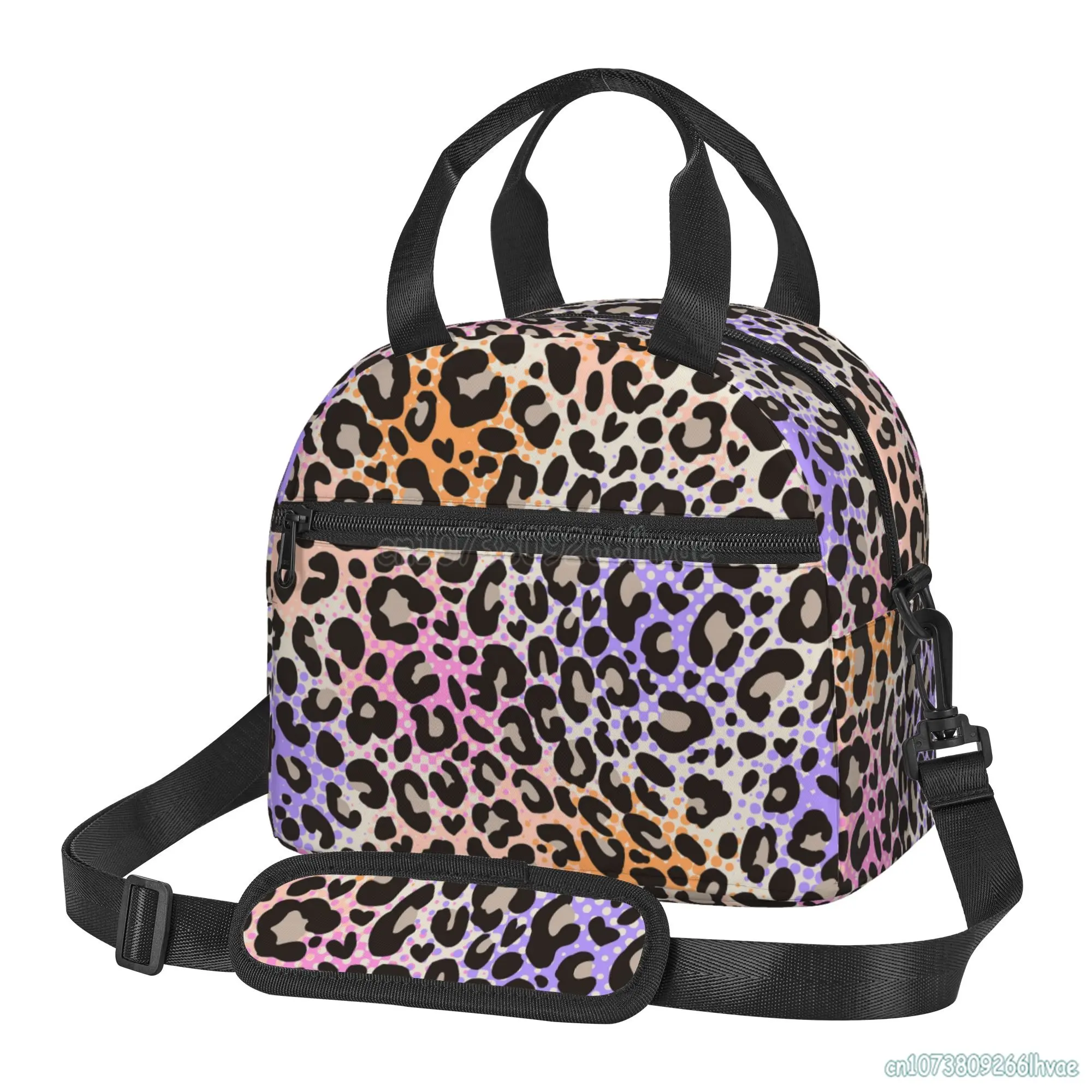 

Colorful Leopard Print Insulated Lunch Bag for Women Portable Reusable Waterproof Thermal Bento Bag for Work Picnic Beach Travel