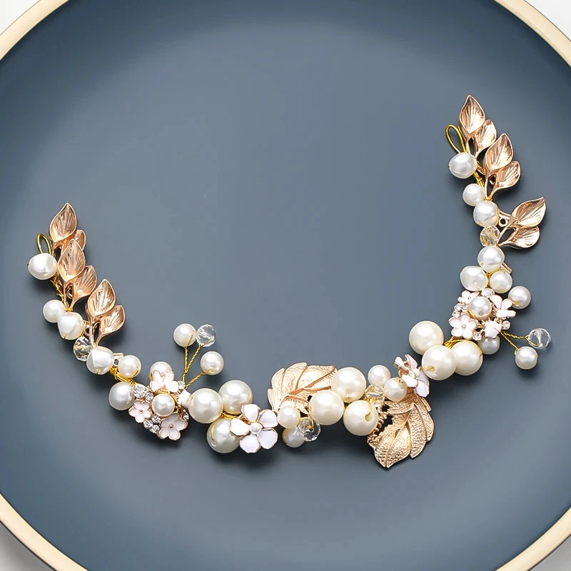 Fashion Women Pearl Crystal Tiara Boho Bridal Hairbands Jewelry Accessories For Wedding Photo Party Gift Hair Ornaments