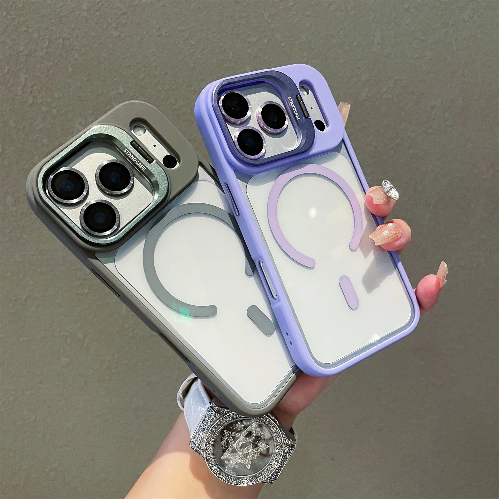 Magnetic Clear Slim Phone Case with Kickstand - Protective Cover