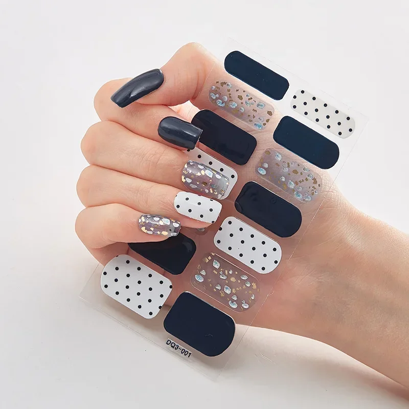 Semi Cured Wraps Fast Gel Nail Sticker Soild Nail Gel Wraps Adhesive Full Cover Decal UV Lamp Cured Manicure Decoration
