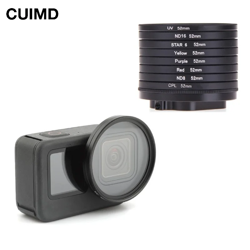 

10 в 1 кольцо-адаптер для фильтра объектива CPL UV ND8 ND16 Star 6 красный желтый FLD/фиолетовый для фотоаппарата 10 черный набор 52 мм
