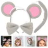2 Sets Halloween Mouse Headdress Mouse Tail And Ears Mouse Bowtie Set Mouse Costume Accessories 6