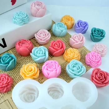 5pcs/set Flower Candle Silicone Mold 3D Rose Peony Flower Soap Gypsum Crafts Resin Mould DIY Chocolate Ice Cake Baking Mold