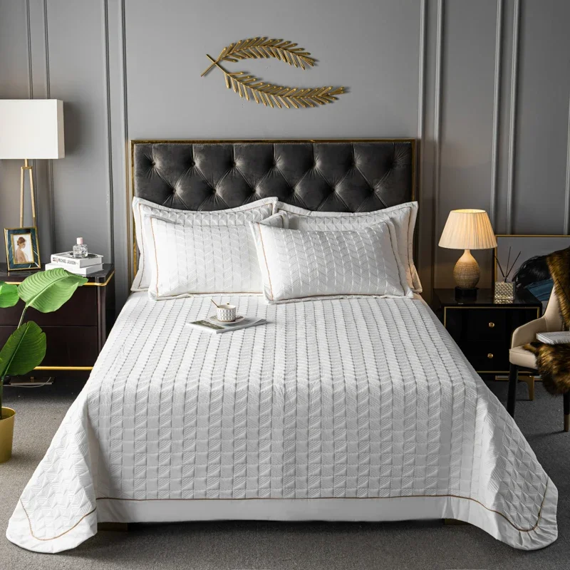 thumbnail image 1 of Colcha de lujo en la cama, cobertor de estilo europeo, manta multiusos, ropa de cama acolchada a cuadros, colchas, Sábana, colcha, 1 of 5
