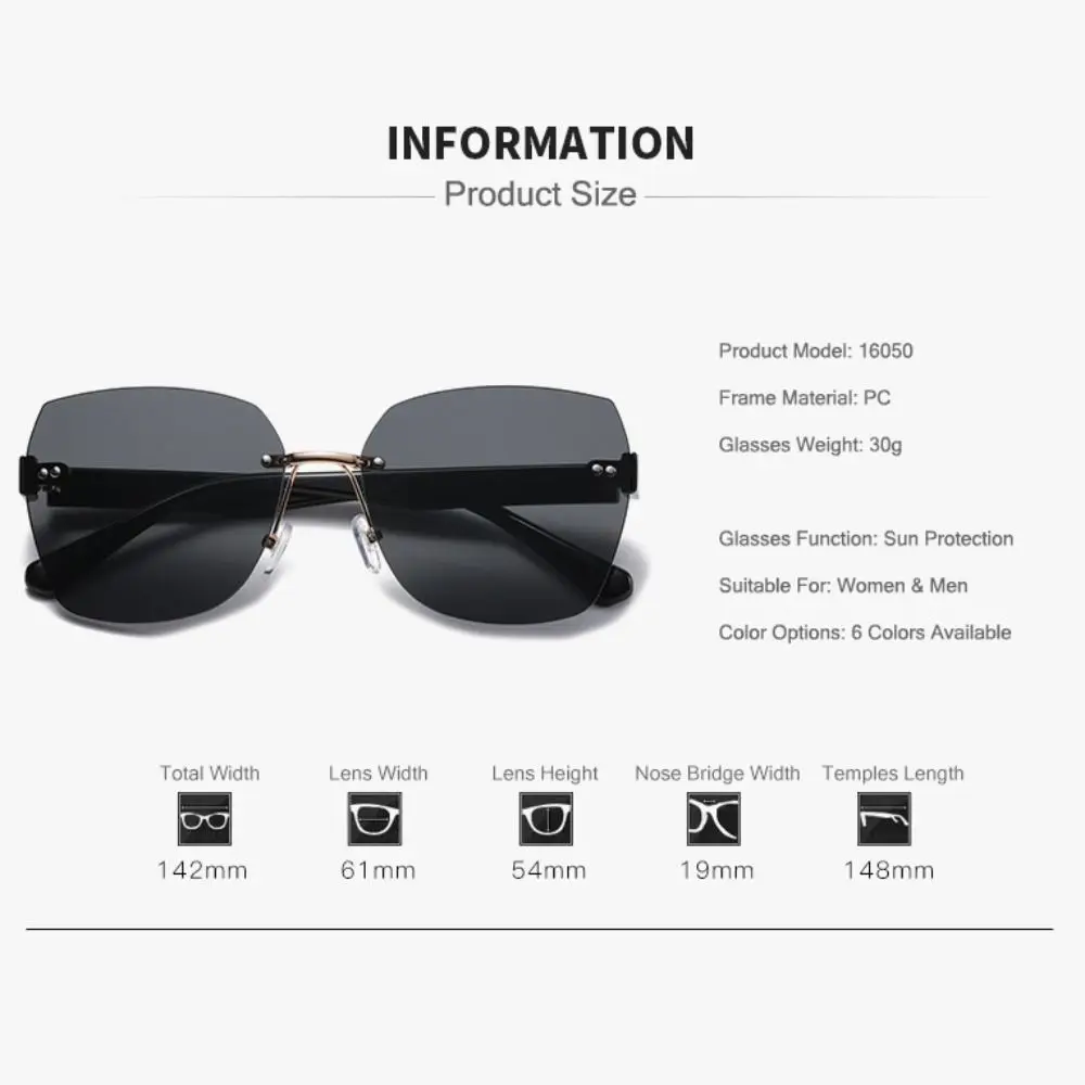Summer Vintage UV400 Frameless Sun Glasses Rimless Sunglasses Women Shades Gradient Sunglasses