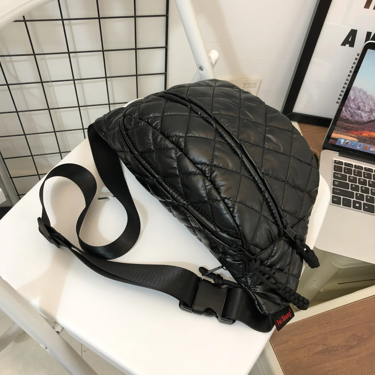 Champagner Handtasche große Kapazität Damen Hüft tasche wasserdichte Nylon Gürtel tasche Reise Umhängetasche Bananen Hüft tasche – Detail 11