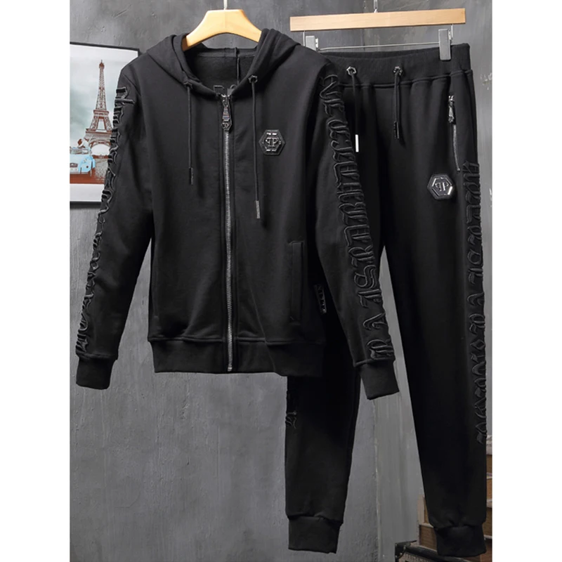 

PLEINXPLEIN Brand Men's Hoodie Set Autumn Winter Classical Skulls Pattern Luxury Hoodie Pants High Quality Casual Set For Men's