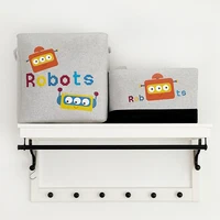 Large Storage Basket for Boys Toys Clothing Kids Laundry Hamper Fabric Cartoon Robot Organizer Bins for Bedroom Shelf Closet 2