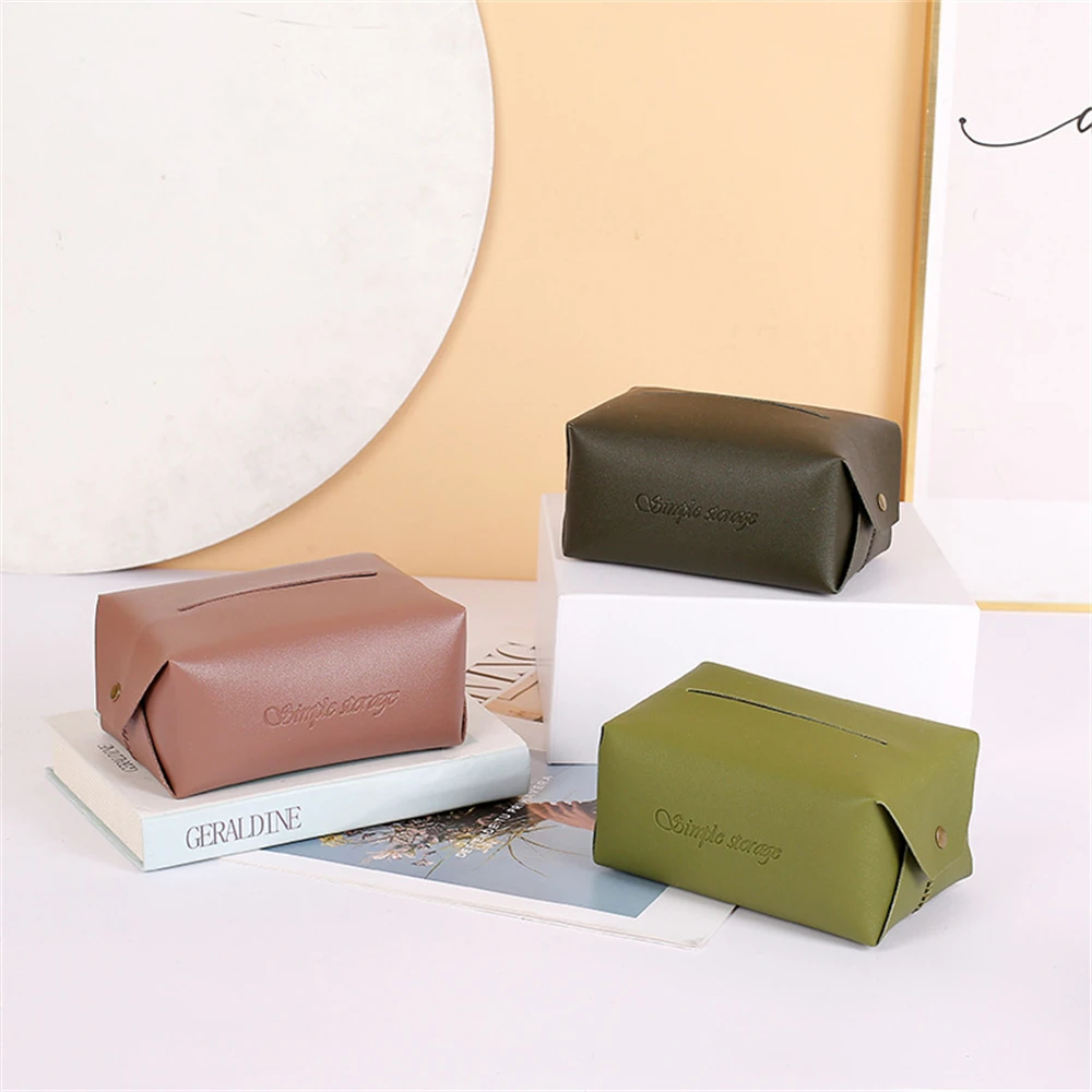 Nordic PVC Leather Tissue Box, Portable, Desktop, Toilet Paper Holder, Napkin Storage Box, WC Paper Container, Home Decoration 2