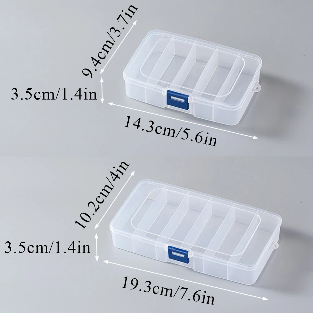 Acrylic Storage Box 5/6 Grids Compartment Plastic Storage Box Practical Toolbox Transparent PP Boxes Bead Jewelry Case Display Organizer Container