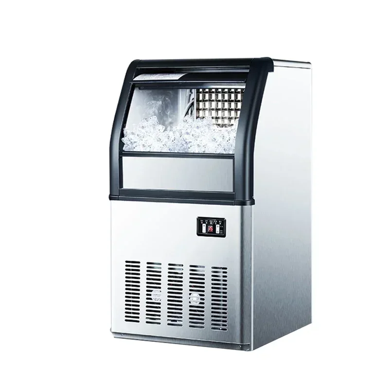 80KG Commercial Automatic Square Ice Ice Maker Bar Cafe Milk Tea Shop Maker 110V/220V Household Square Cube