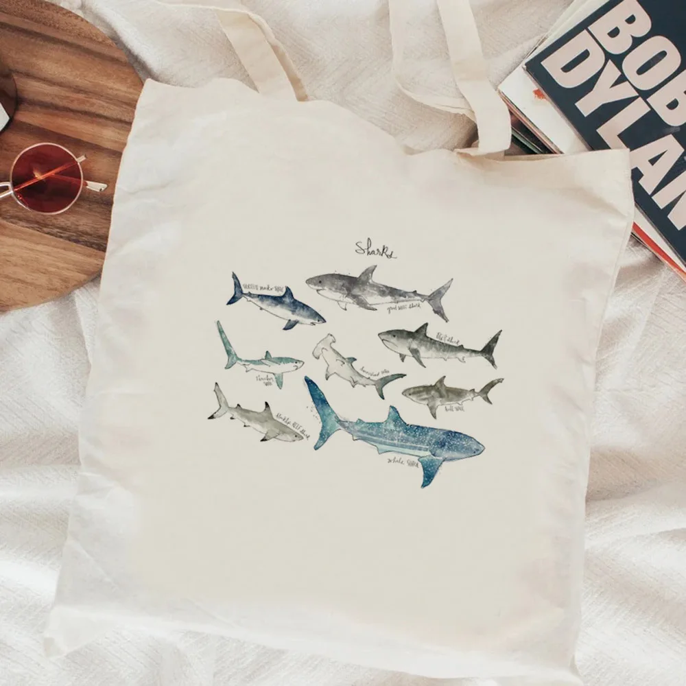 Whales shopping bag canvas bolsas de tela jute bag eco tote shopper shoping sac cabas woven fabric sac tissu