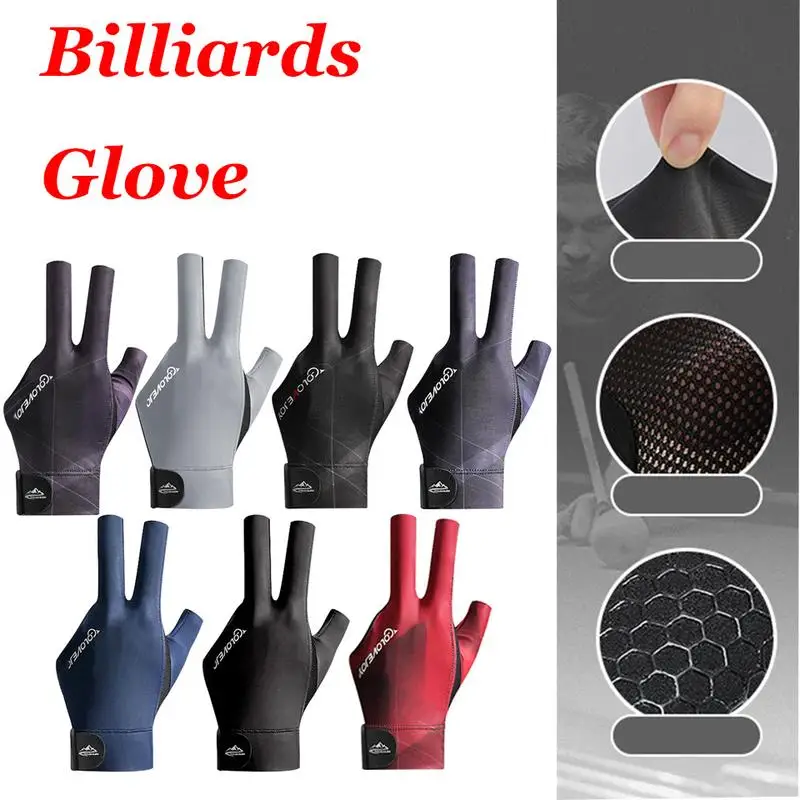 Billiards Glove Non Slip 3 Fingers Sport Left Hand Snooker Glove Elasticity Billiard Training Gloves billiard gloves