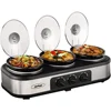 Slow Cooker, Triple Slow Cooker Buffet Server and Food Warmer, 3-Section 1.5-Quart Upgraded Oval Ceramic Pot 1