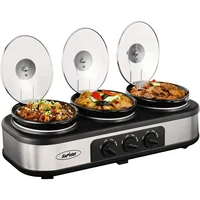 Slow Cooker, Triple Slow Cooker Buffet Server and Food Warmer, 3-Section 1.5-Quart Upgraded Oval Ceramic Pot 1