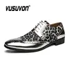 Luxury Leopard Print Formal Men Derby Dress Shoes Classic Dress Loafers Lace-Up Silver Golden Causal Footwear 39-45 2