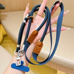Trendy Personalized Adjustable Wide Rope Crossbody Phone Lanyard Strap (Navy Blue)